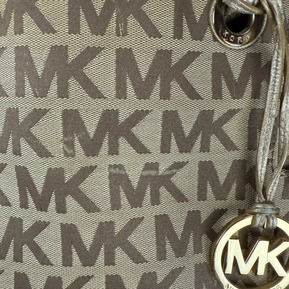 Michael Kors MK Logo Tote Bag & Wallet Set‎ Brown Beige Signature Purse